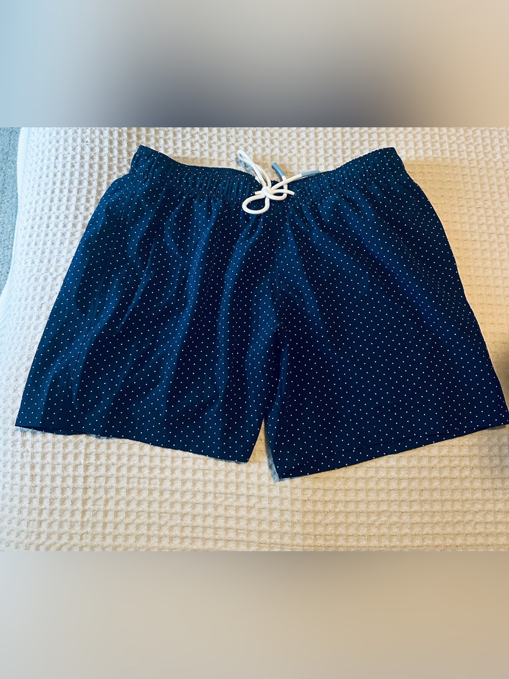 Cabana Life Navy Blue Polka Dot Drawstring Athletic Shorts